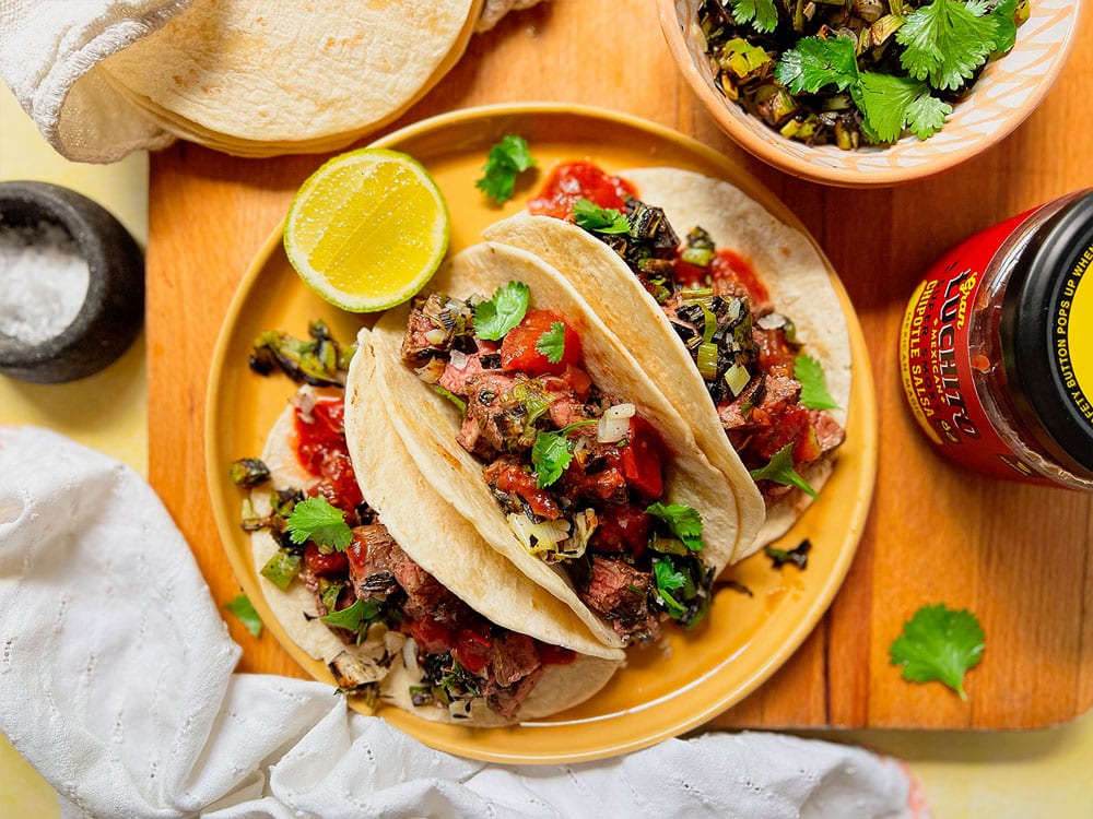 Tacos al Carbon Made with Grilled Steak | Gran Luchito