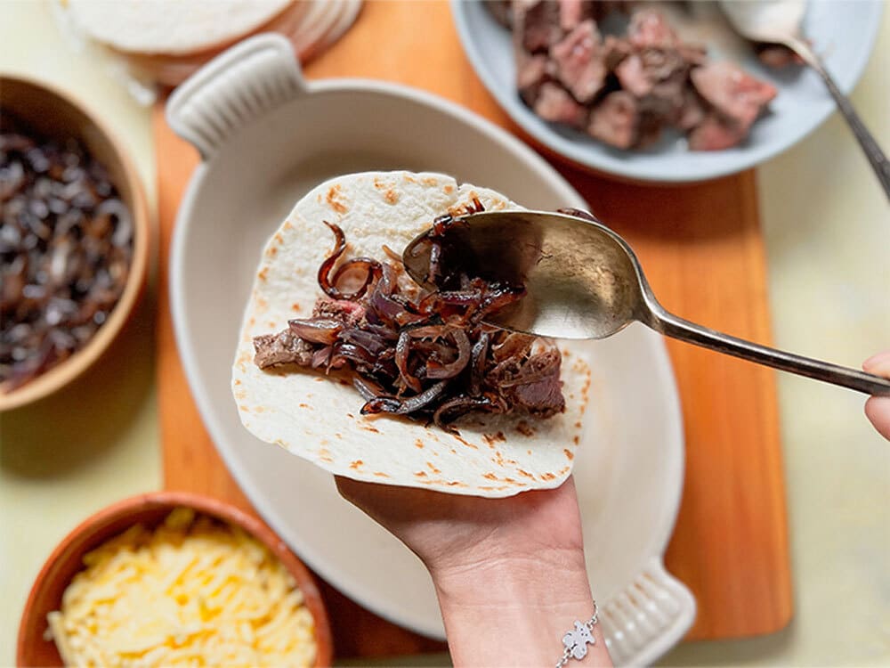 Steak Enchiladas prep step cooking