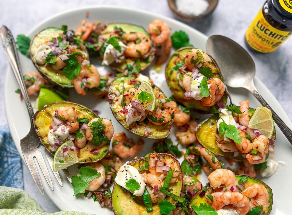 Grilled Avocados With Chipotle Prawns Recipe | Gran Luchito