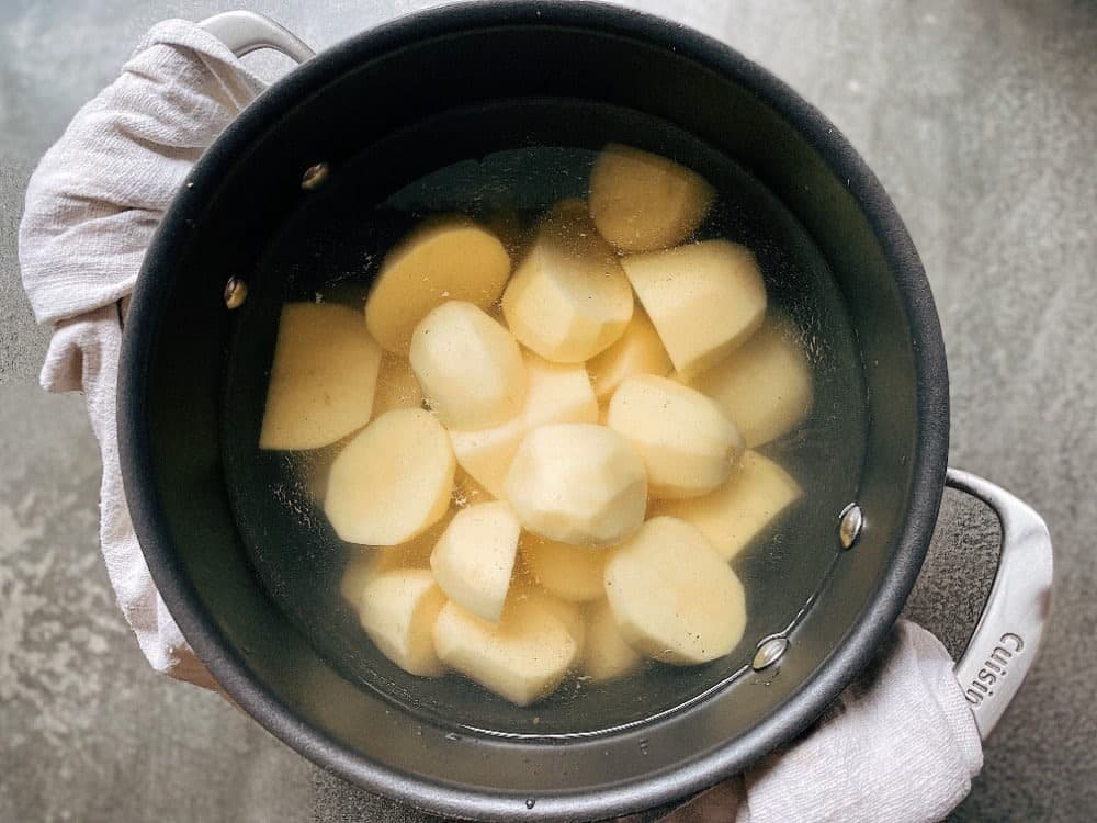 mexican roast potatoes prep step - cooking potatoes