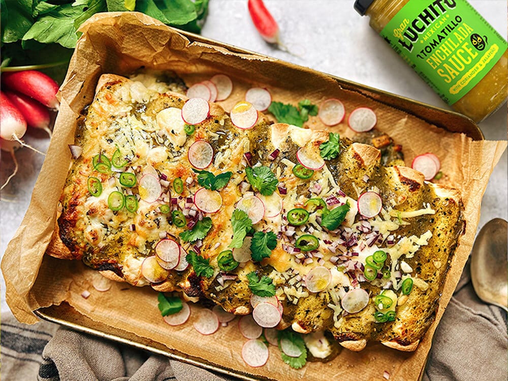 Vegan Enchiladas With Tomatillo Sauce | Gran Luchito